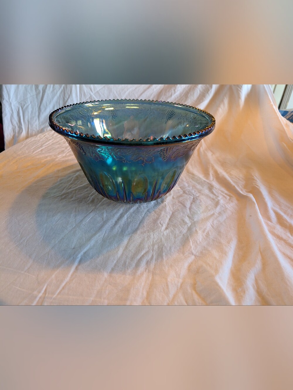 2/50$ Indiana Glass Iridescent Teal Blue Carnival Glass Bowl